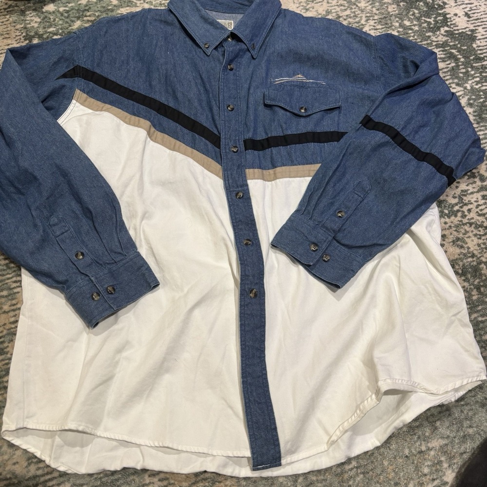 90w Express Rider color-block denim shirt 2XL